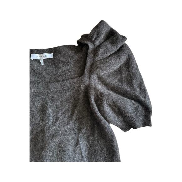 Frame Frankie Ruched Mélange Cashmere Sweater Grey Small Crew - Picture 3 of 13